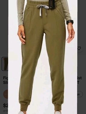 FIGS Tatu High Waisted Slim Cargo Jogger Scrub Pants Medium EUC Martini Olive